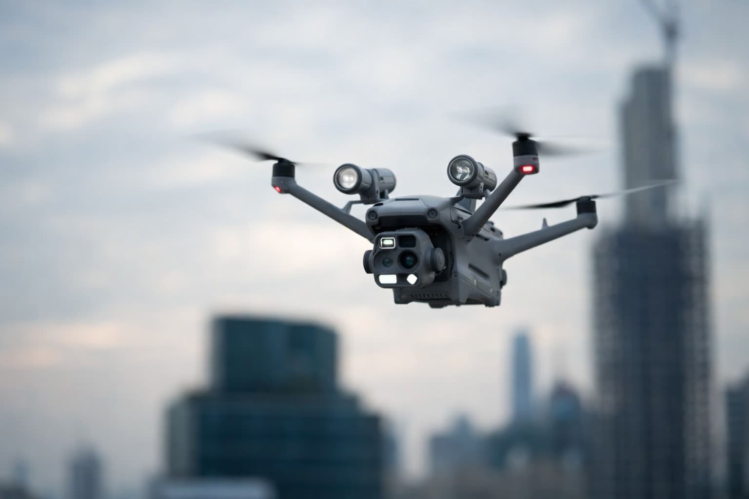 Drone em ambiente tecnológico representando os conteúdos do Blog Skyhawk